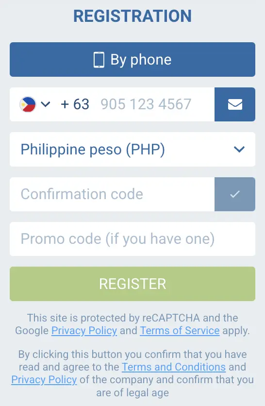 1xBet Registration